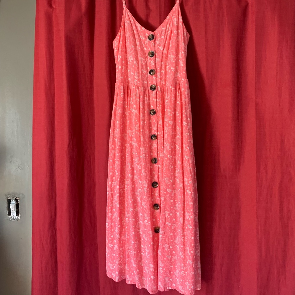 Japna dress, flowered, button front sleeveless beachy summery dress